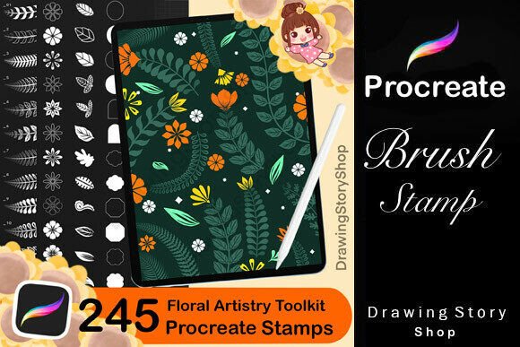Download 245 Procreate Floral Brushes Set - Floral brushes Collection