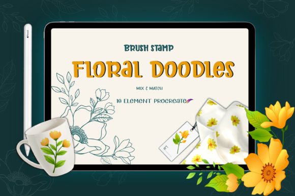 Download Doodle Floral Brushes Stamp Procreate - Premium Resources